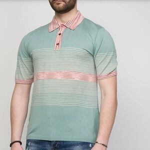 MISSONI Mens Knitted Fine Gauge Wool Polo in Green - Size L - MSRP $650 - BNWT